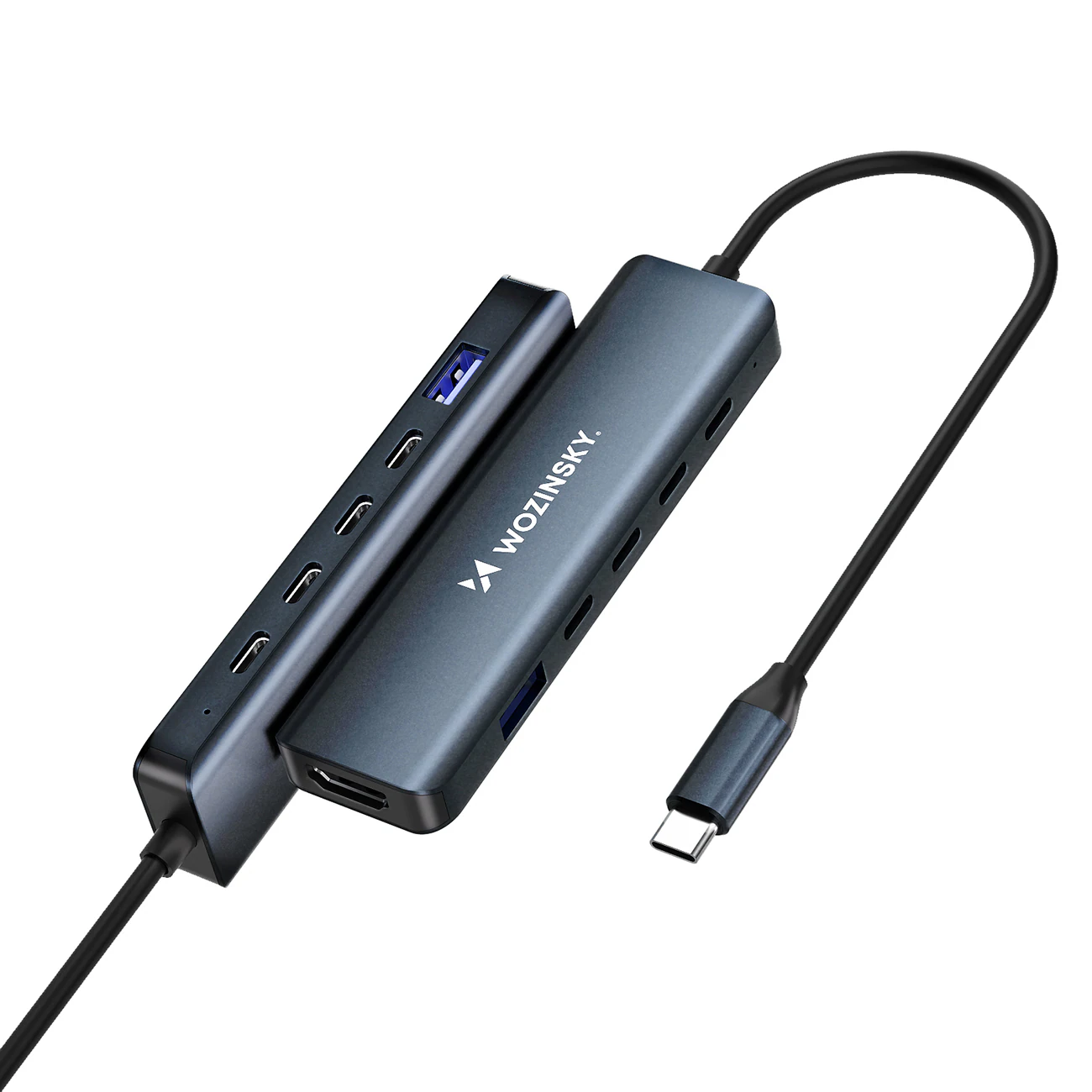 USB-C 6 i 1-hubb Wozinsky WHBC10Y4S Multifunktionell, aluminium, med 25 cm kabel - Grå