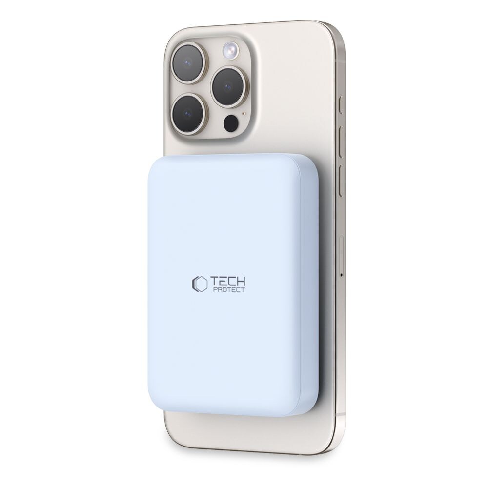 Tech-Protect LifeMag PB11 Powerbank med MagSafe 10000mAh 15W USB-C port - blå + USB-C kabel, bild 2