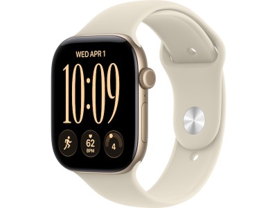 Apple Watch Series 12 GPS 46 mm ljust guld aluminium, sand Sportband - M/L