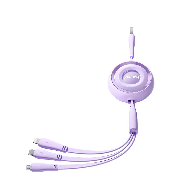 Joyroom Colorful Series S-A40 3-i-1 uttdragsbar kabel 1m lila