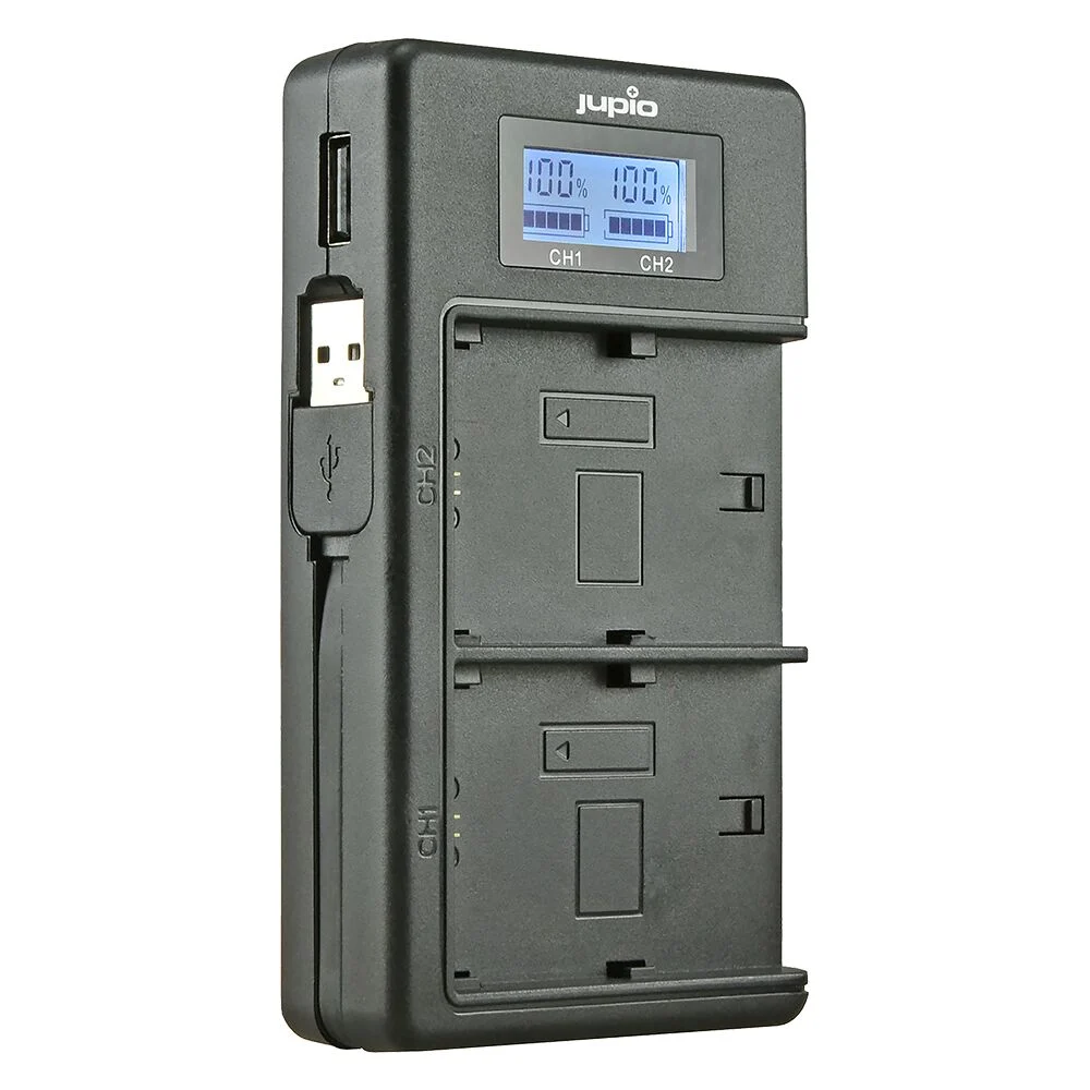 USB-dubbelladdare, för Sony NP-FW-serien (bl a NP-FW50), med Powerbank-funktion