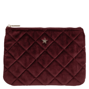 DARK Velvet Quilted Small PouchMaroon