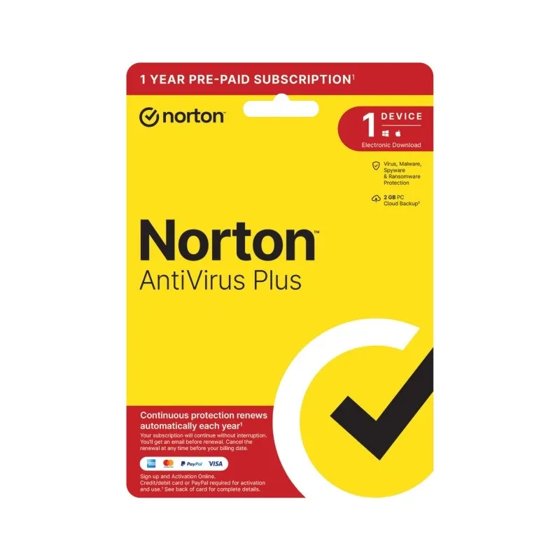 NORTON Antivirus PLUS 2GB 1 User 1 Device 12 Months