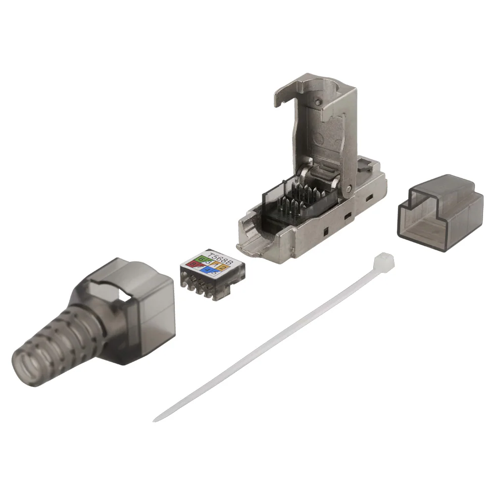 Deltaco RJ45 kontaktdon Cat6A / RJ45-kontakt för Cat6A-kabel / Verktygsfri RJ45-plugg