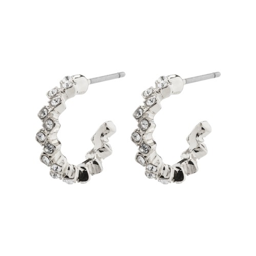 PILGRIM - ESTER Crystal Hoop Earrings - Silver-Plated - 15 mm
