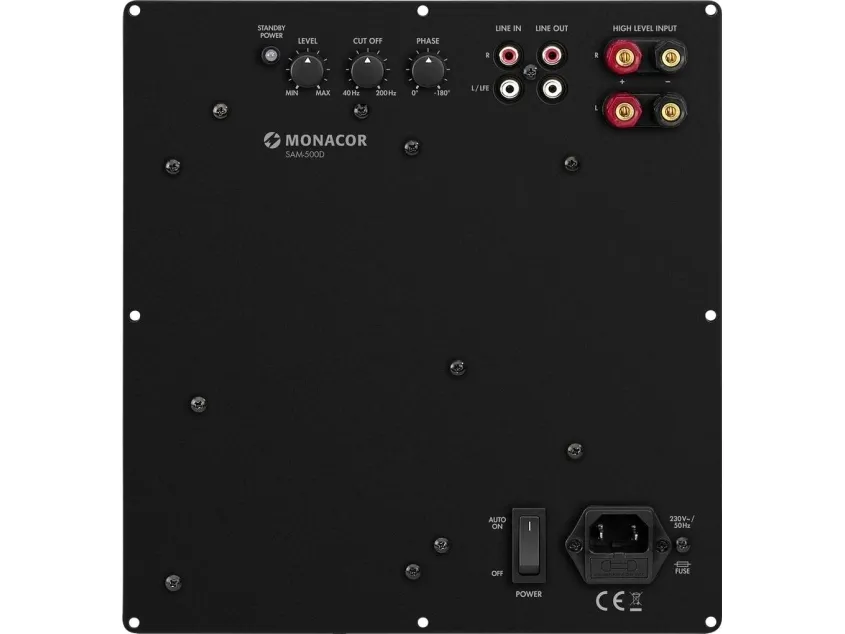 Monacor SAM-500D, 500 W, Aktiv subwoofer, 20 - 200 Hz, 700 W, 22000 ohm (O), Sort