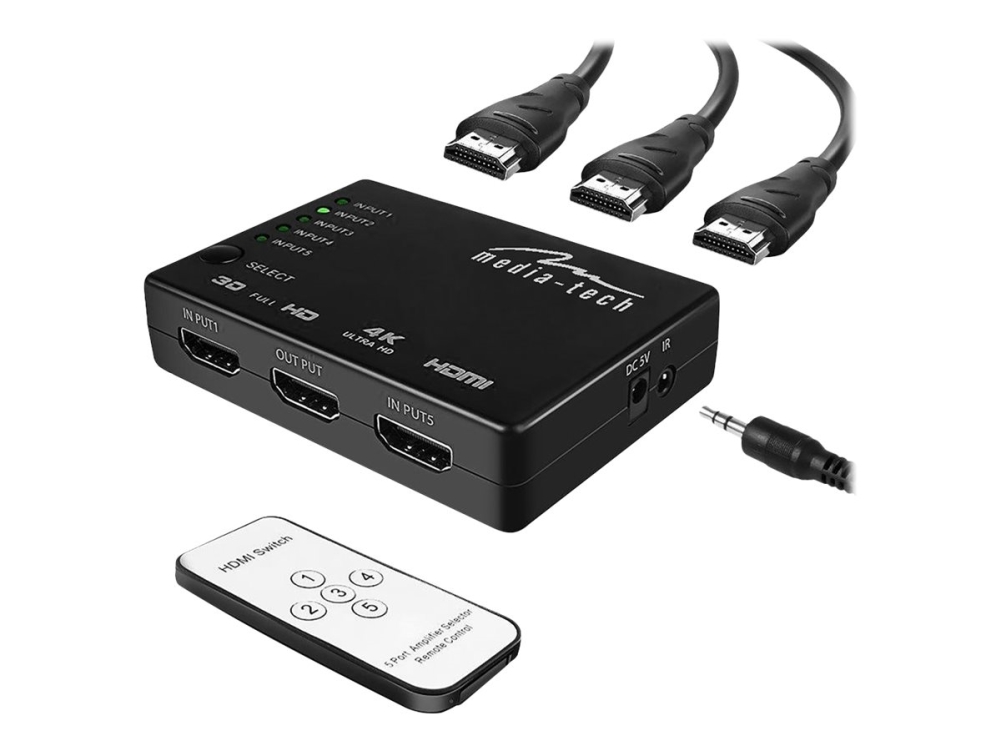 Media-Tech MT5207 - Video-/ljudomkopplare - 5 x HDMI - skrivbordsmodell