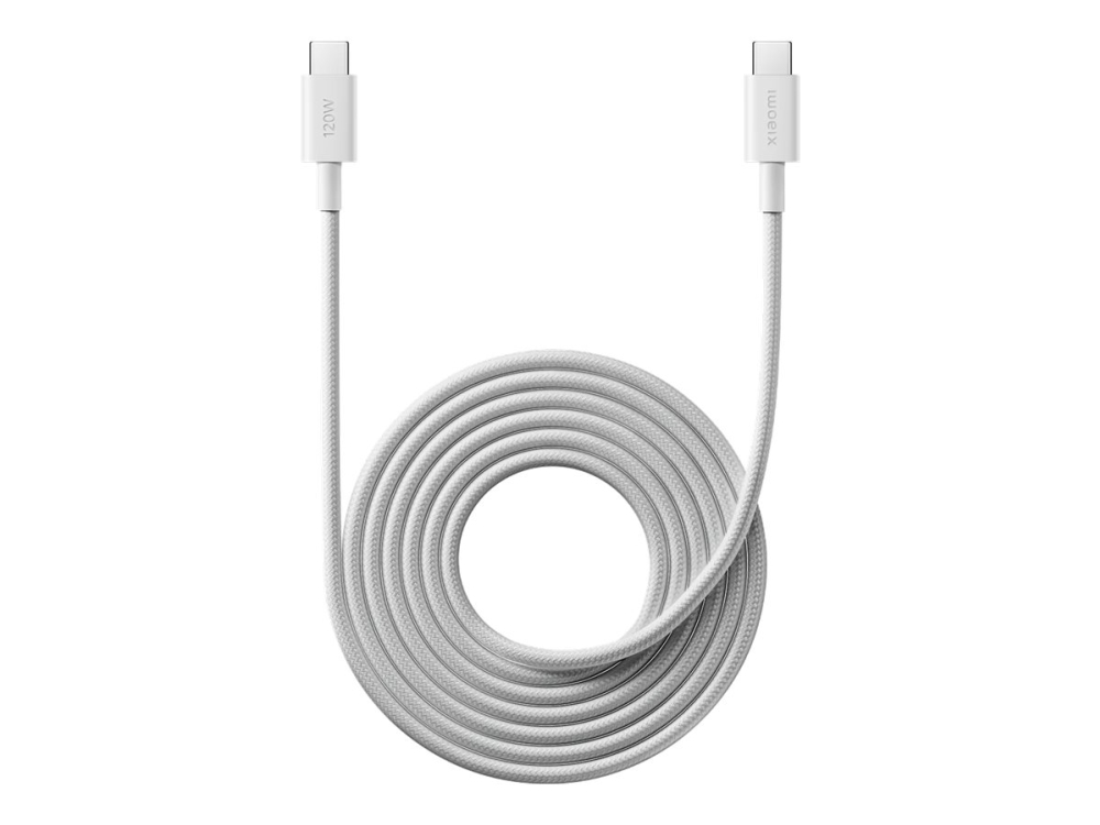 Xiaomi USB-C till USB-C kabel 120W, 6A, 2m – Vit