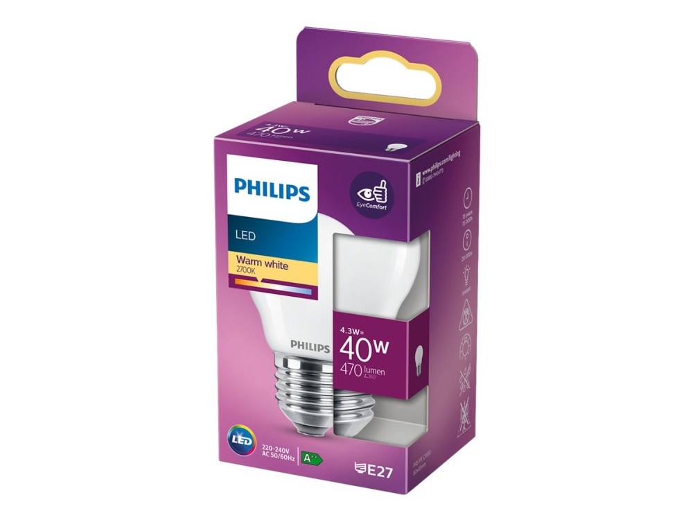 Philips LED ljuskälla E27, 470 lm