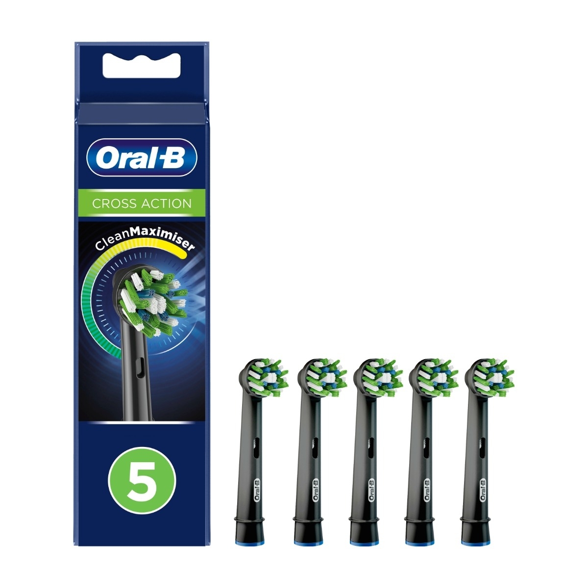 Oral-B Cross Action Borsthuvud 5 St Refill, svart