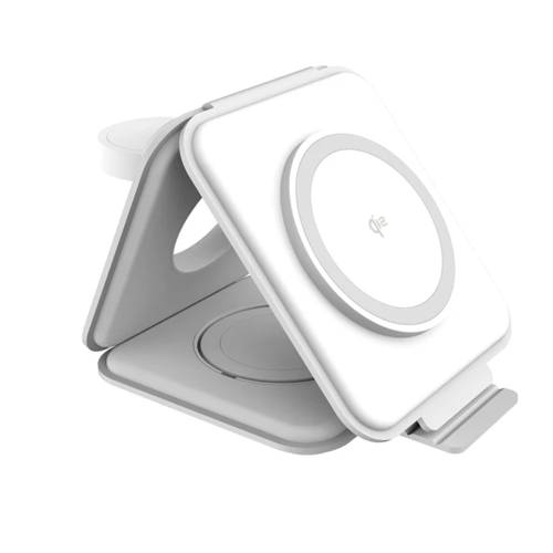 j5create JUPW3215W-N - Trådlöst laddställ - 3-i-1, magnetisk, med Qi2 - 22.5 Watt - vit