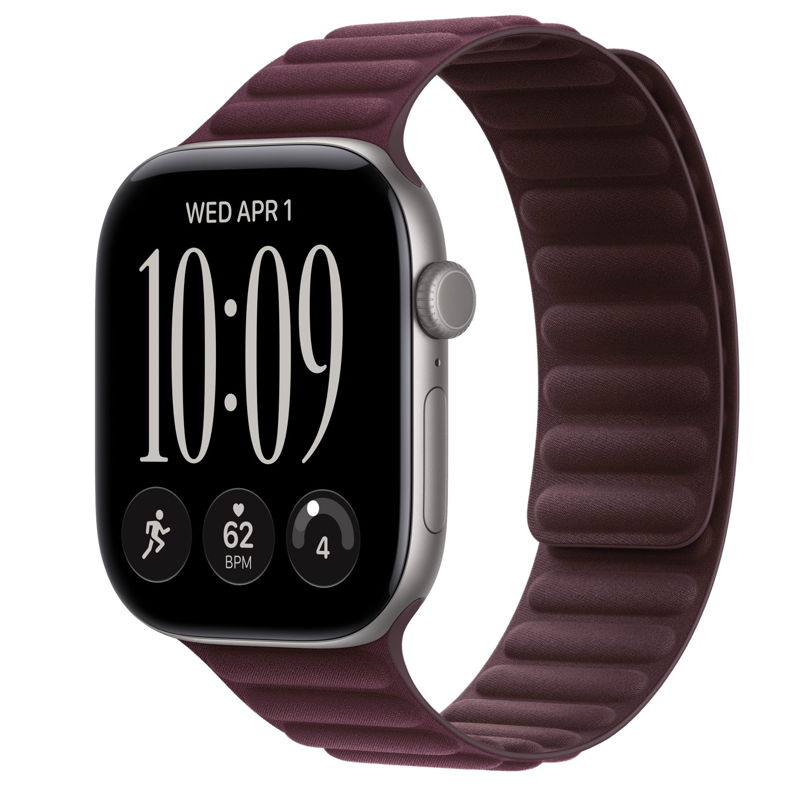 Apple Watch Series 12 (GPS + Cellular) • Aluminiumboett rymdgrå, 46 mm • Magnetlänk bourgogne