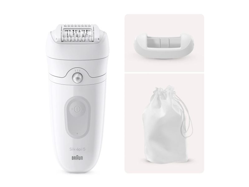 Braun Silk-épil 5 Epilator For Easy Hair Removal Lasting Smooth Skin 5-011 White/Grey