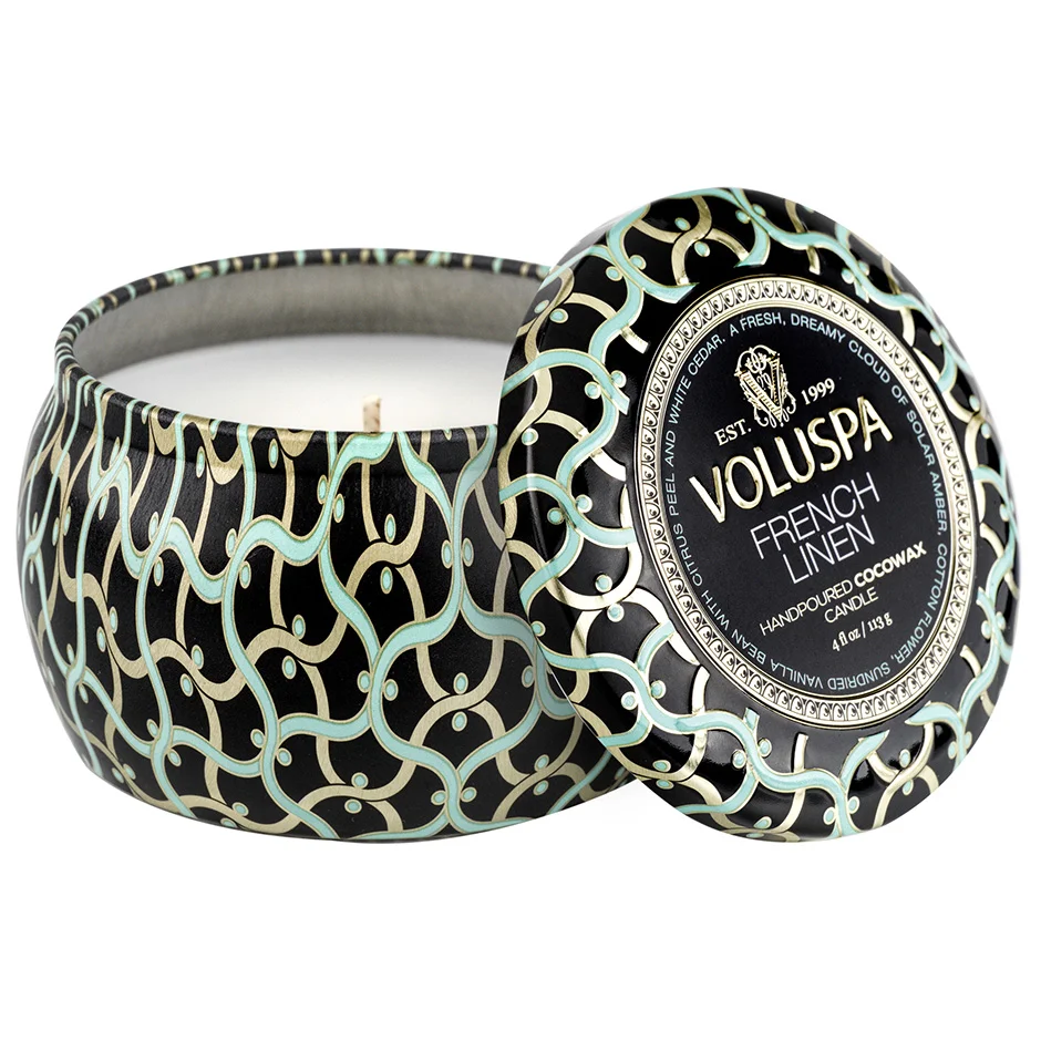 Voluspa French Linen Mini Tin Candle 25h