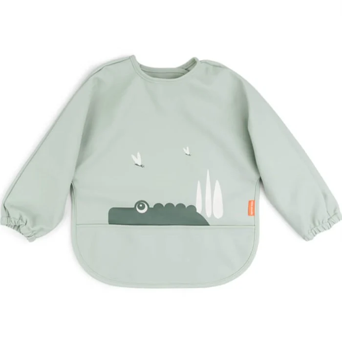 Done by Deer Sleeved Pocket Bib Croco, Green