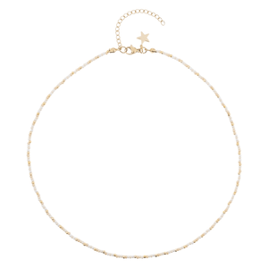 DARK Glass Bead Necklace Vanilla Mix 2mm