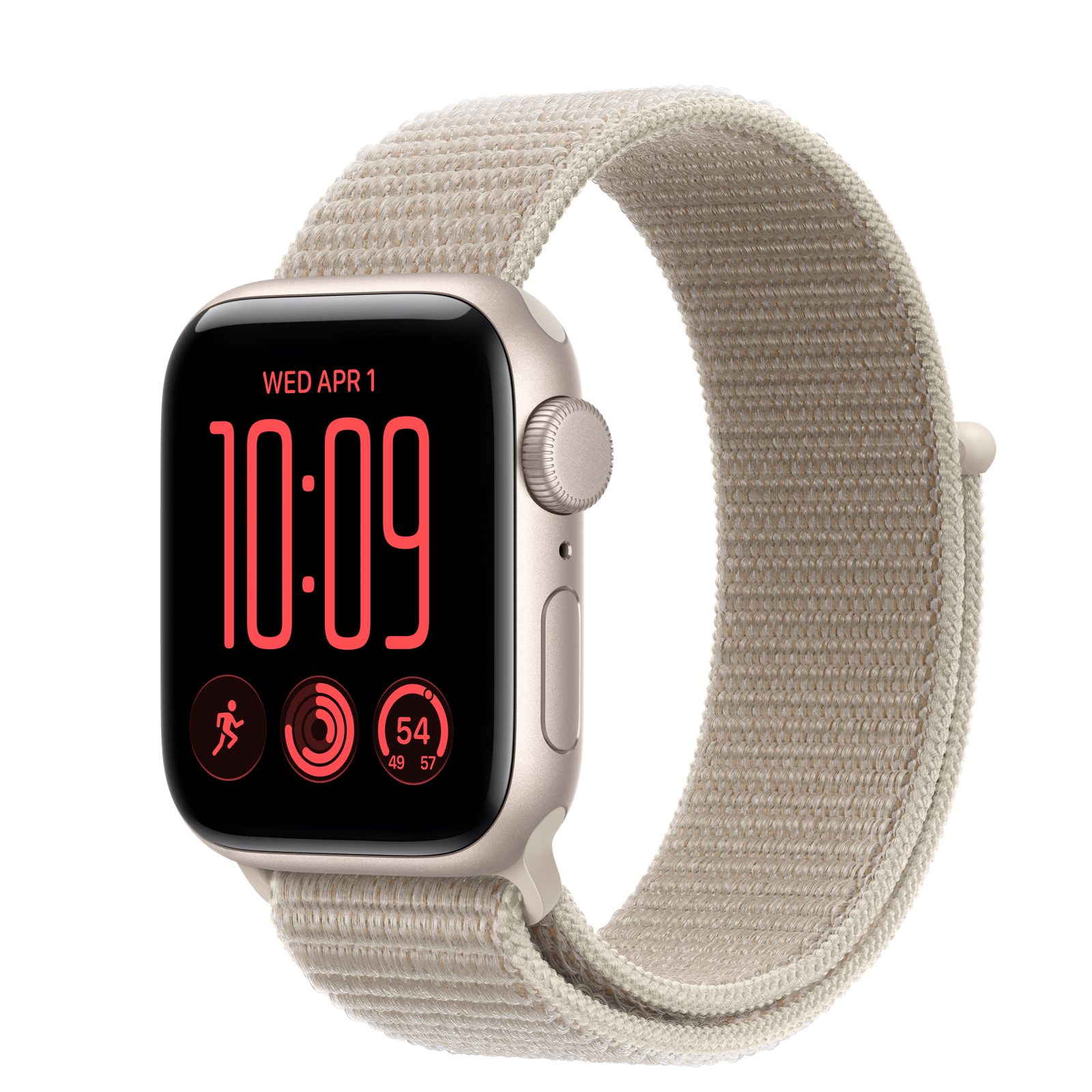 Apple Watch SE 3 (GPS) • Aluminiumboett stjärnglans, 40 mm • Sportloop kalksten