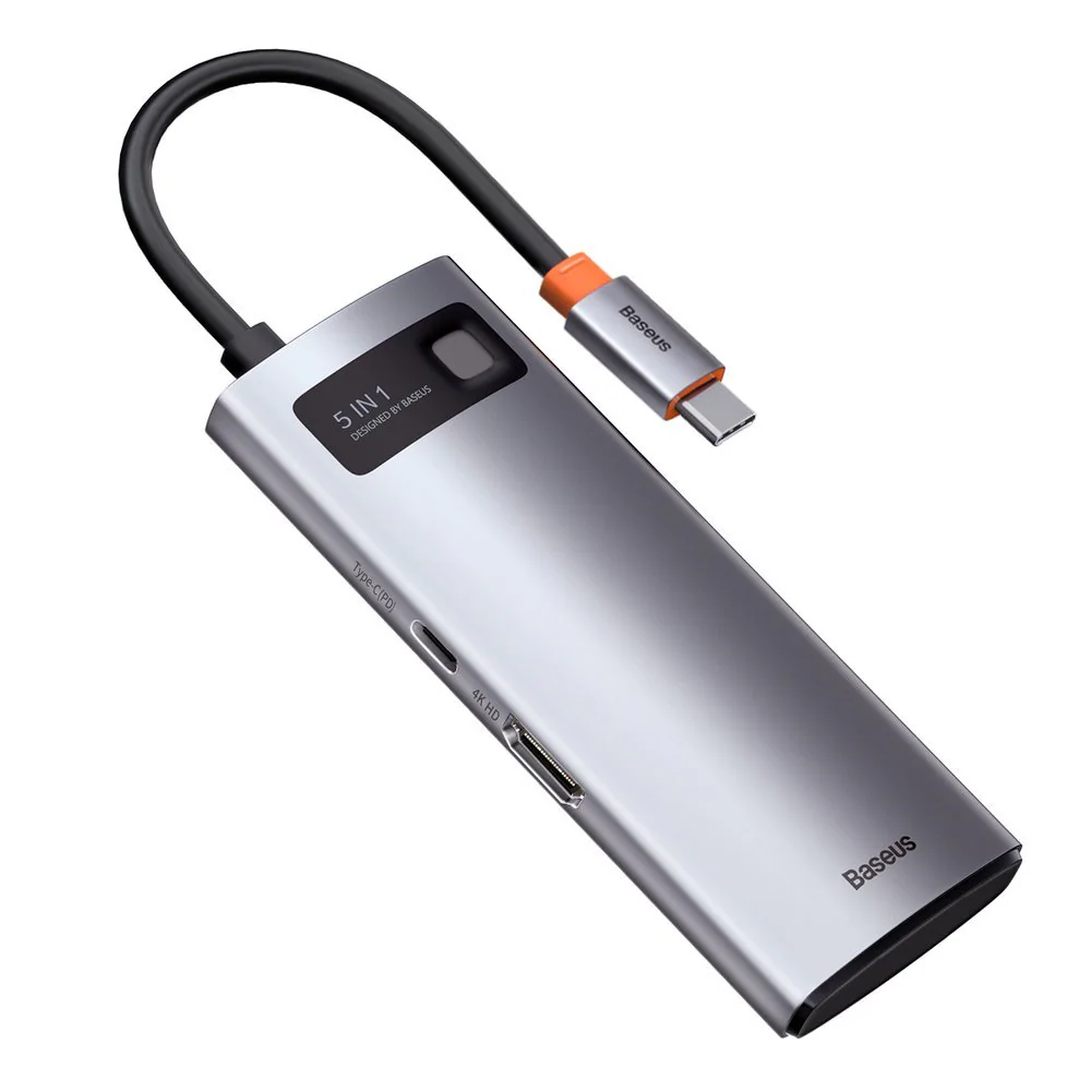 Baseus Metal Gleam, USB 3.2 Gen 1 (3.1 Gen 1) Type-C, 100 W, Grå, 4K Ultra HD, 60 hz, HDMI, USB 2.0, USB 3.2 Gen 1 (3.1 Gen 1) Type-A, USB 3.2 Gen 1 (3.1 Gen 1) Type-C, bild 5
