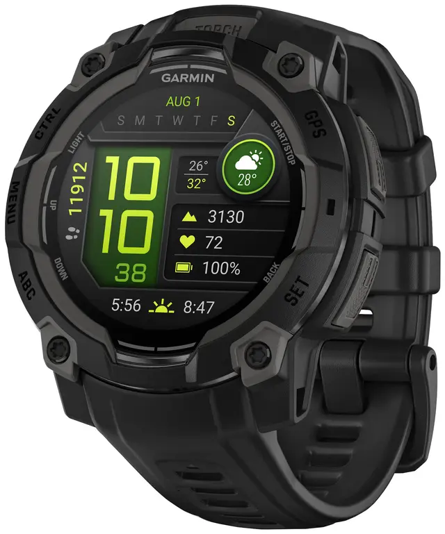 Garmin Instinct 3 45 mm smartwatch, AMOLED, svart/kol