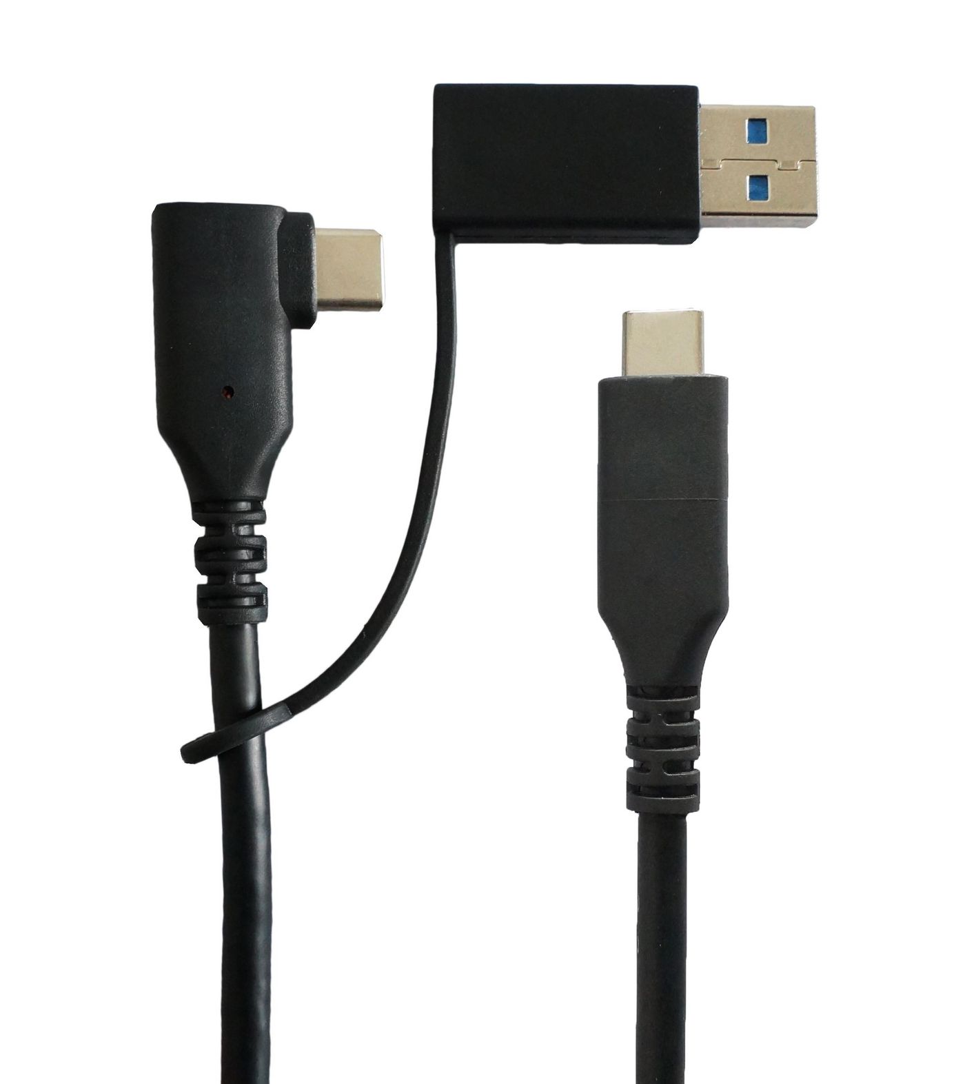 USB-kabel MicroConnect USB-C till USB-C, 5Gbps, USB 3.2 Gen.1, 100W, vinklad, inkl. USB-A-adapter, 1m - Svart, bild 3