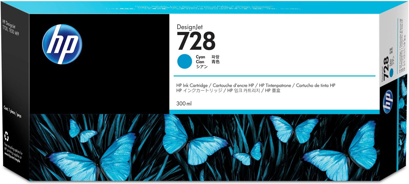 HP 728 Cyan, 300 ml, bild 2
