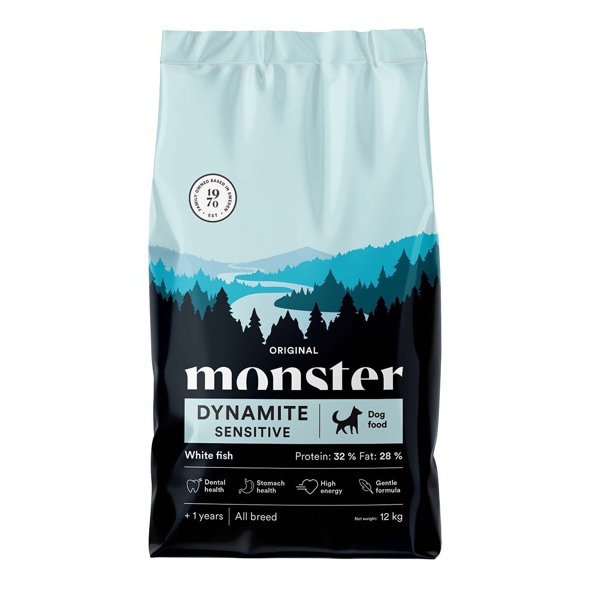 Monster Original Dog Adult Dynamite Sensitive White Fish Torrfoder till Hund 12kg