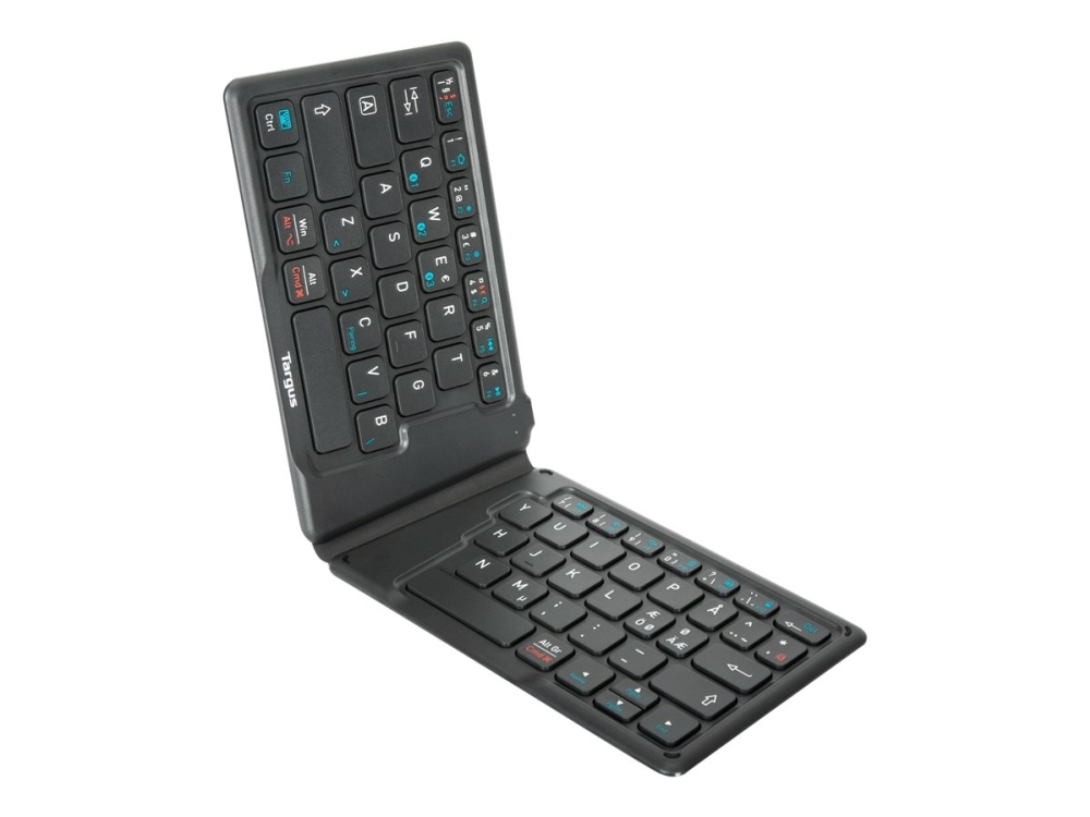 Targus AKF003NO vikbart Bluetooth-tangentbord för surfplatta, Nordiskt, svart