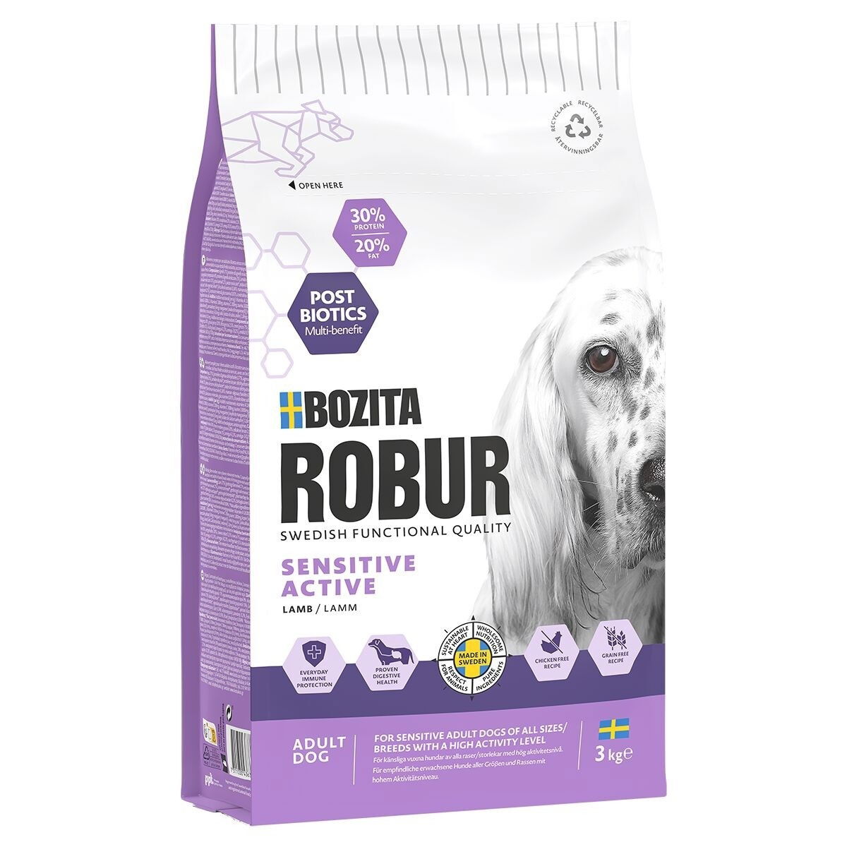 Bozita Robur Sensitive Grain Free Active Torrfoder till Hund 3kg