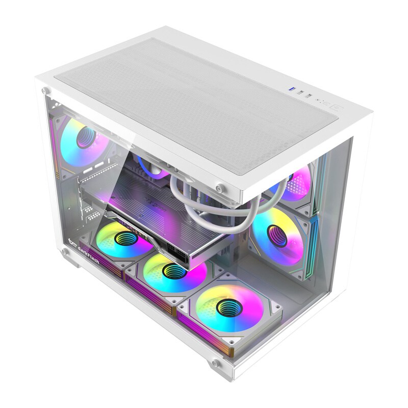 Darkflash B275 PRO Computer Case + 6 Fans - Chassi - Vit, bild 3