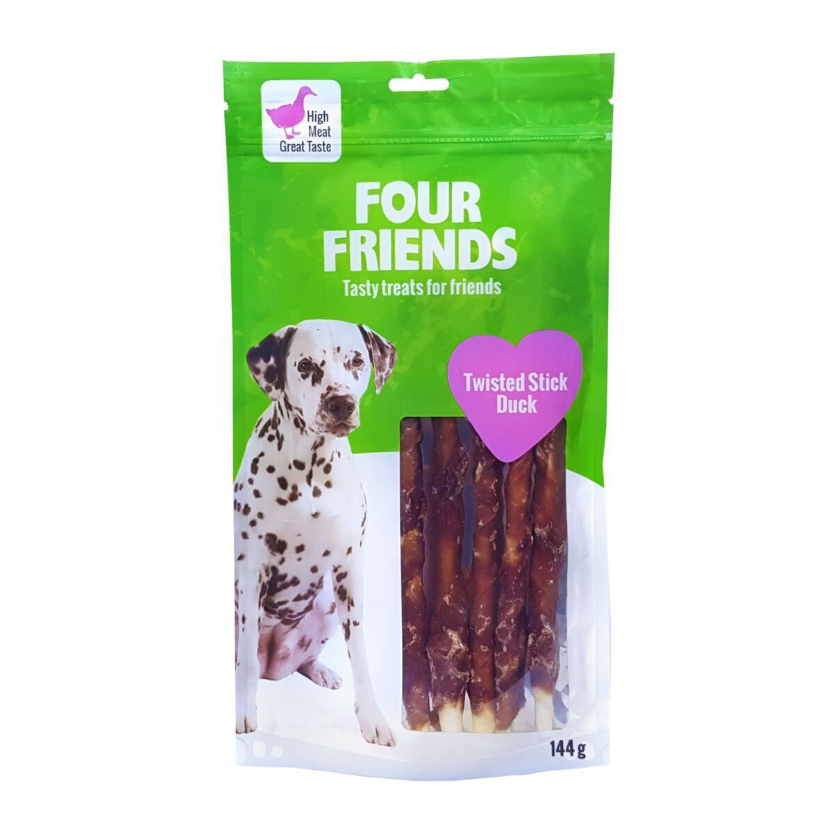 FourFriends Dog Twisted Stick Duck 25 cm 5-pack