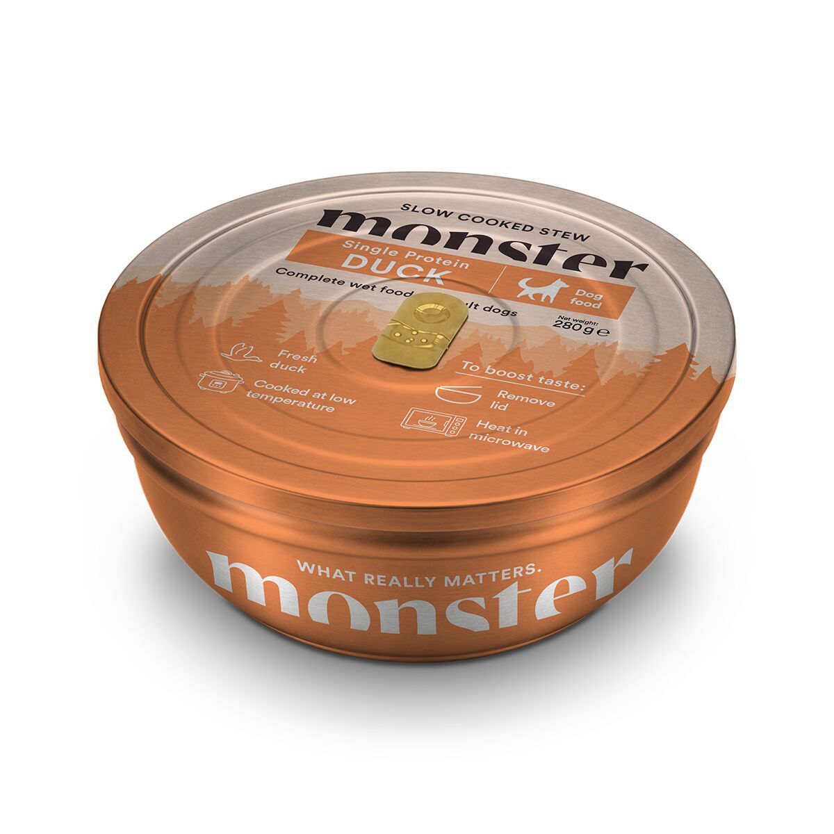 Monster Dog Slow Cooked Duck Stew Bowl Våtfoder till Hund 280 g