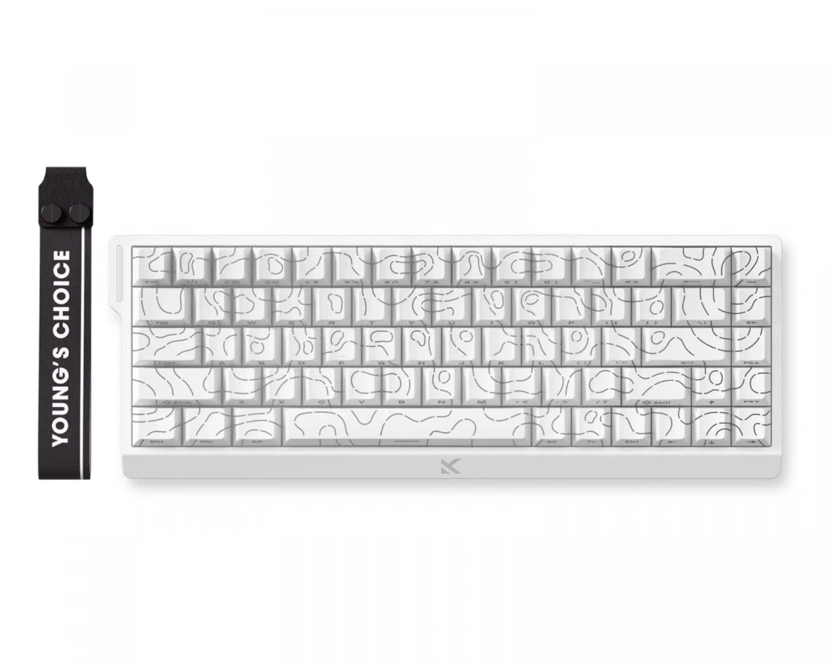 MCHOSE Ace 68 E-Sport ANSI Tangentbord - Vit Topografisk [Ice Rhino Magnetic]