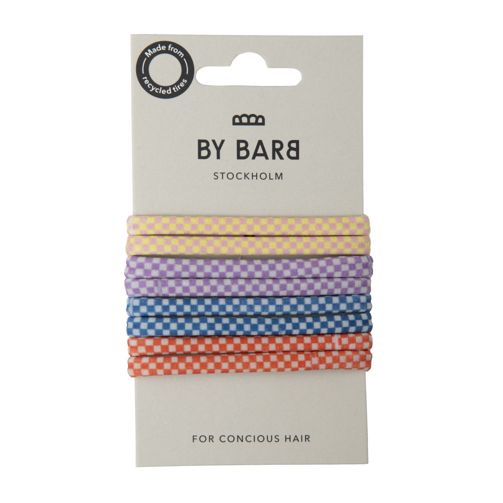 ByBarb Hair ties multicoloured 8-pack, recycled material squared pattern