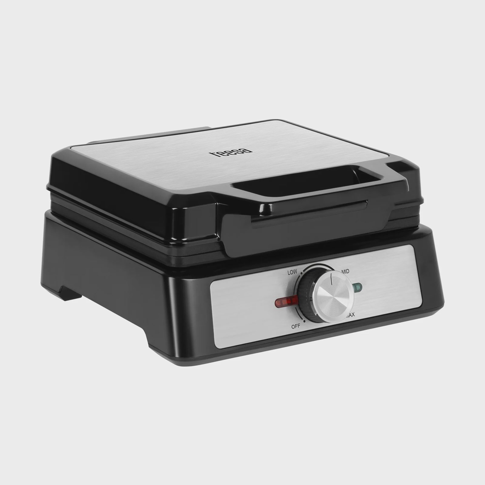 Teesa Wafelijzer zeer compact model 1600 Watt, 2 våffla/våfflor, Rektangulär, Svart, Rostfritt stål, Aluminium, Rostfritt stål, 0,75 m, 1600 W