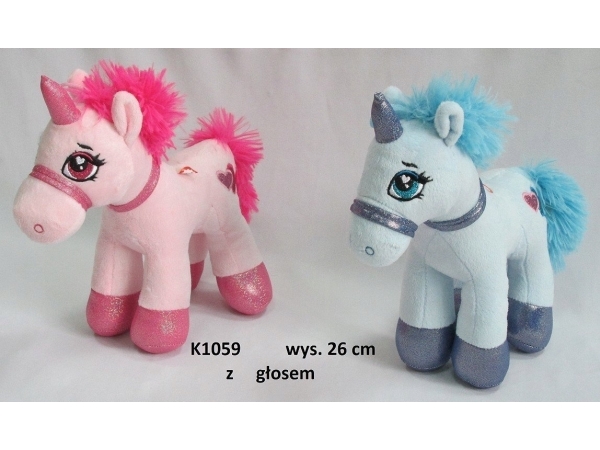 Sun-Day Enhörning häst maskot med röst 2 rundor 25cm 140630 mixpris för 1 st