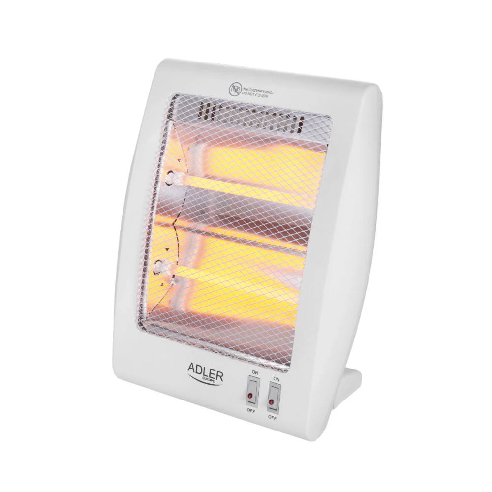 Adler AD 7709, Quartz electric space heater, Kvartsglas, inomhus, Golv, Vit, Energiljus