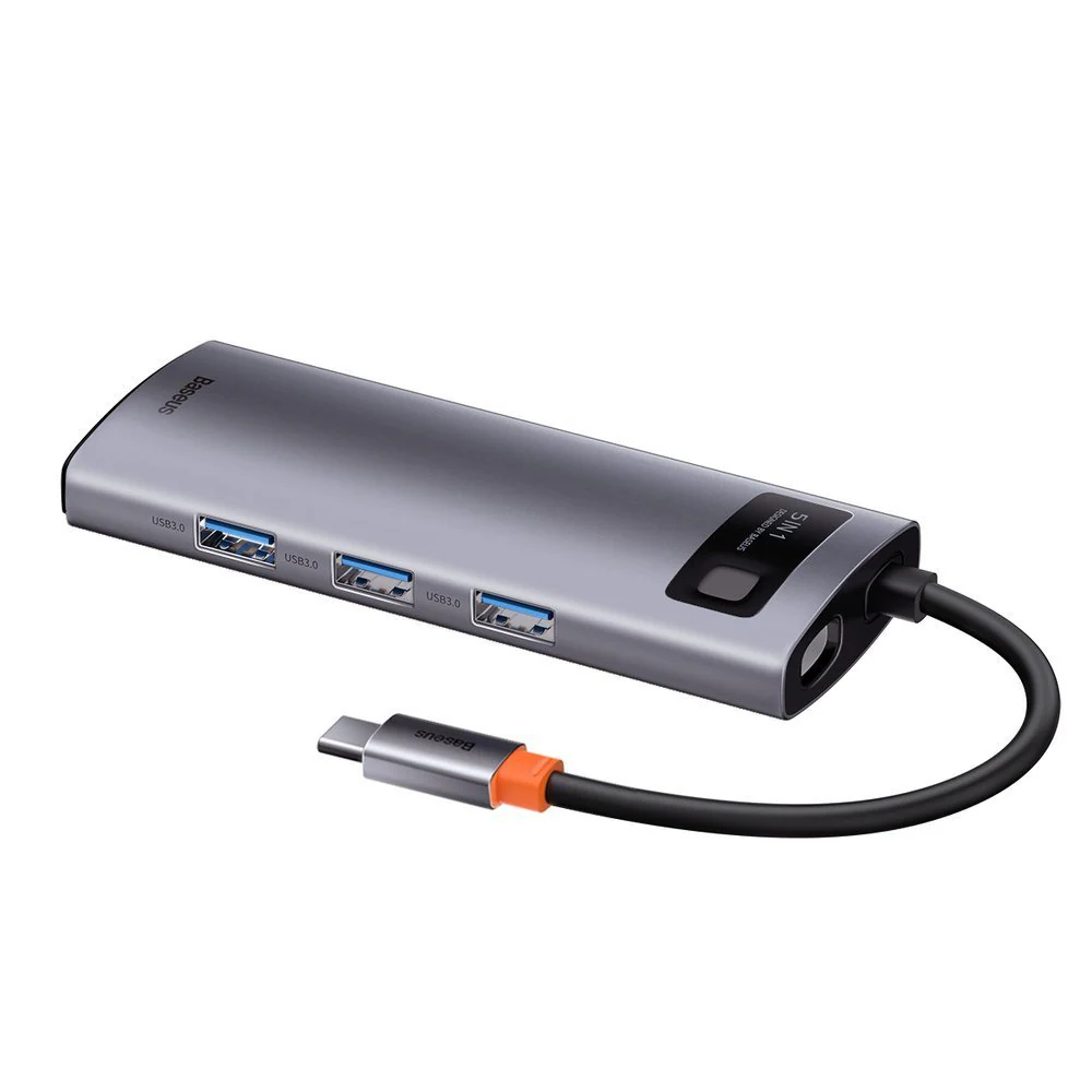Baseus Metal Gleam, USB 3.2 Gen 1 (3.1 Gen 1) Type-C, 100 W, Grå, 4K Ultra HD, 60 hz, HDMI, USB 2.0, USB 3.2 Gen 1 (3.1 Gen 1) Type-A, USB 3.2 Gen 1 (3.1 Gen 1) Type-C, bild 4