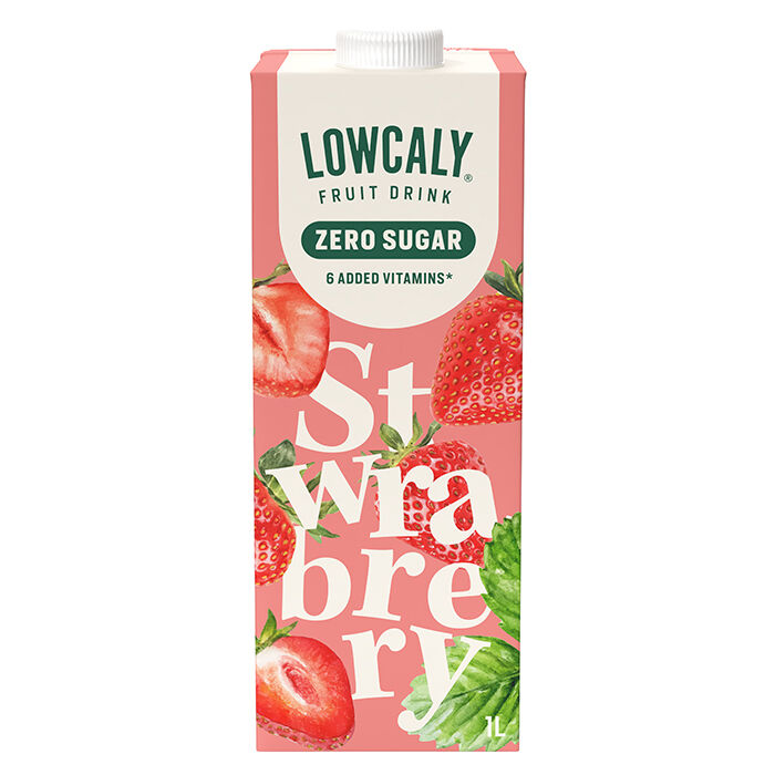 Lowcaly Fruktdryck, Strawberry, 1 L