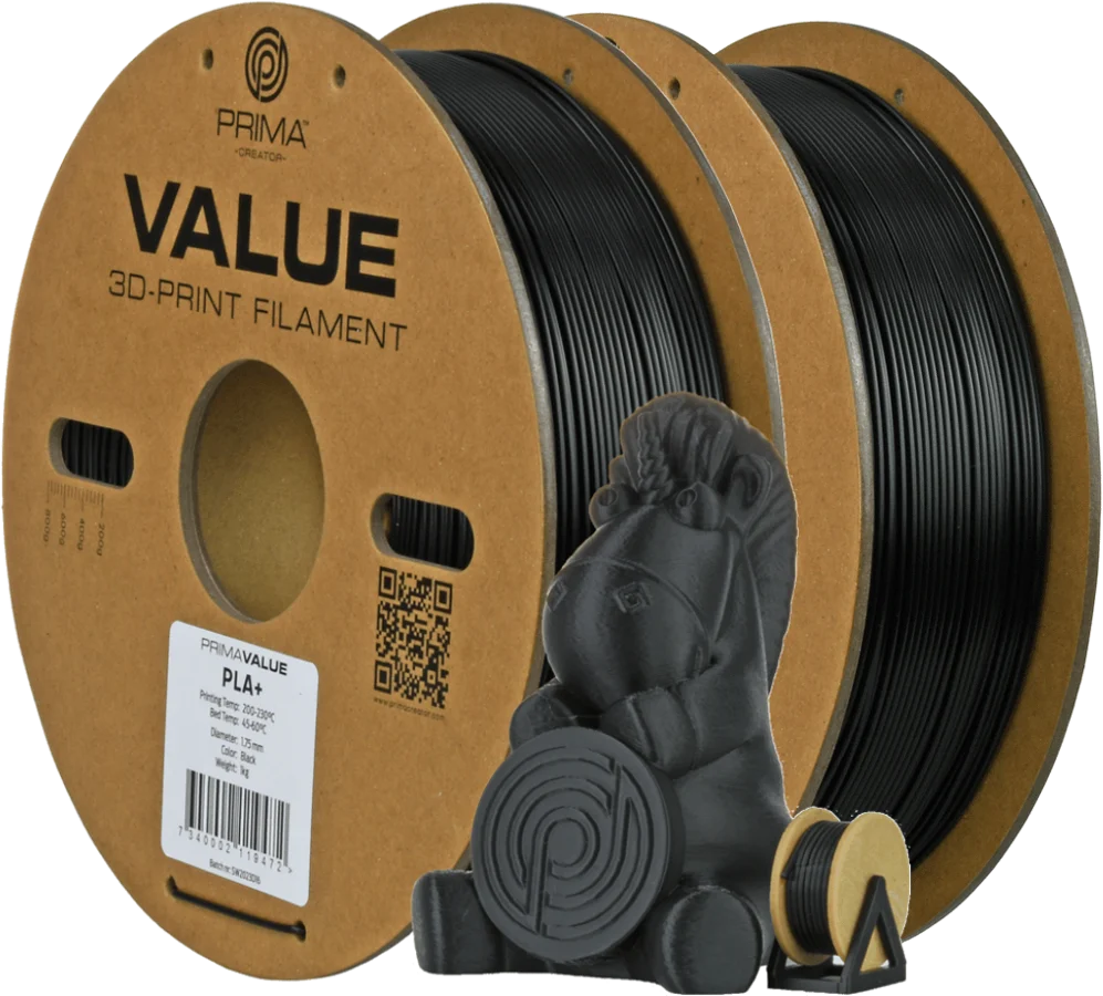 Prima Creator Prima Value PLA+ 1.75mm 2x 1kg - Svart