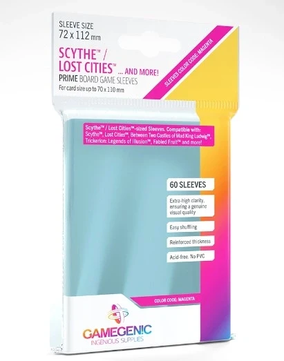 Gamegenic Prime Board Game Sleeves Magenta Scythe/Lost Cities 60 Pack (72x112mm)