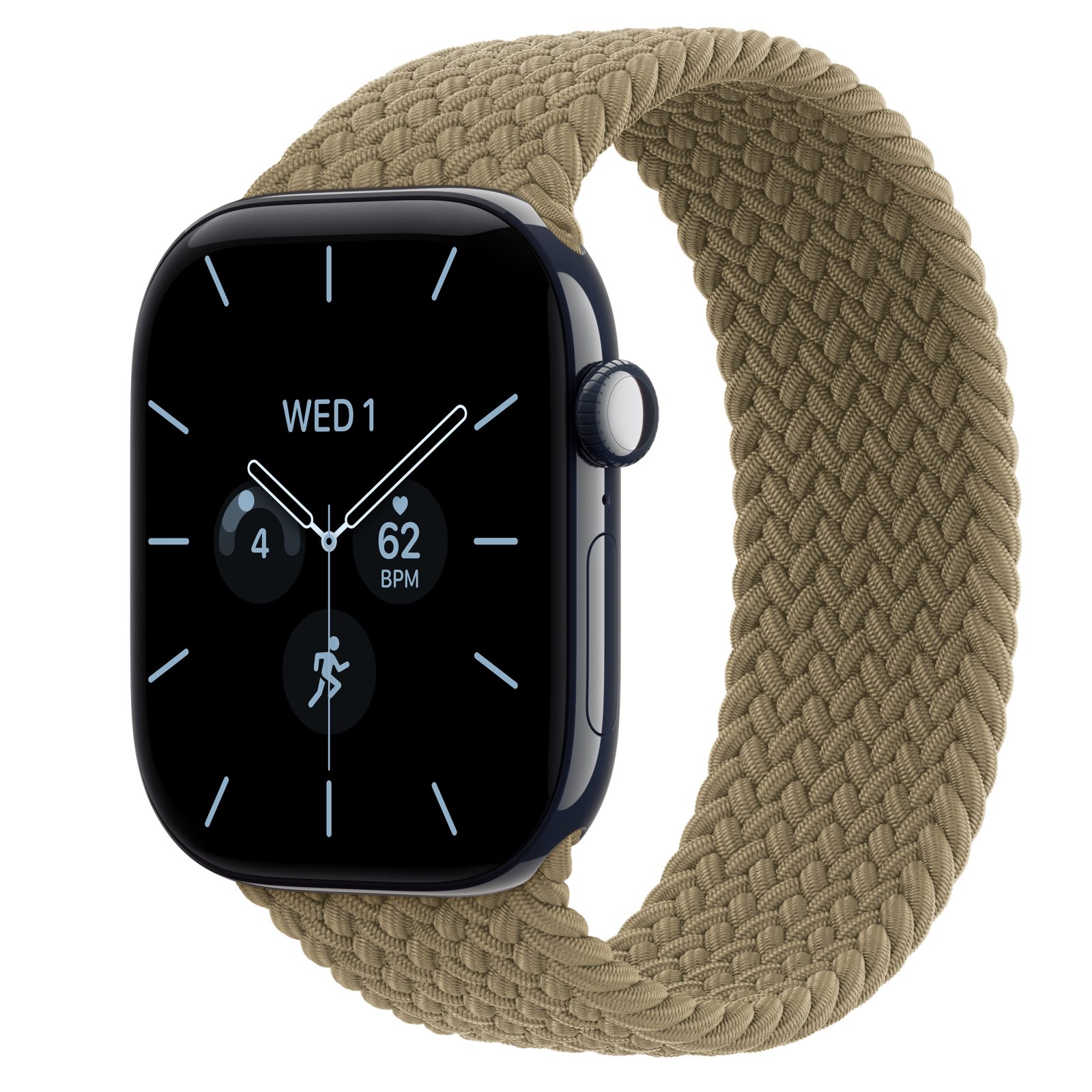 Apple Watch Series 12 (GPS + Cellular) • Keramikboett nattblå, 46 mm • Flätad sololoop oliv