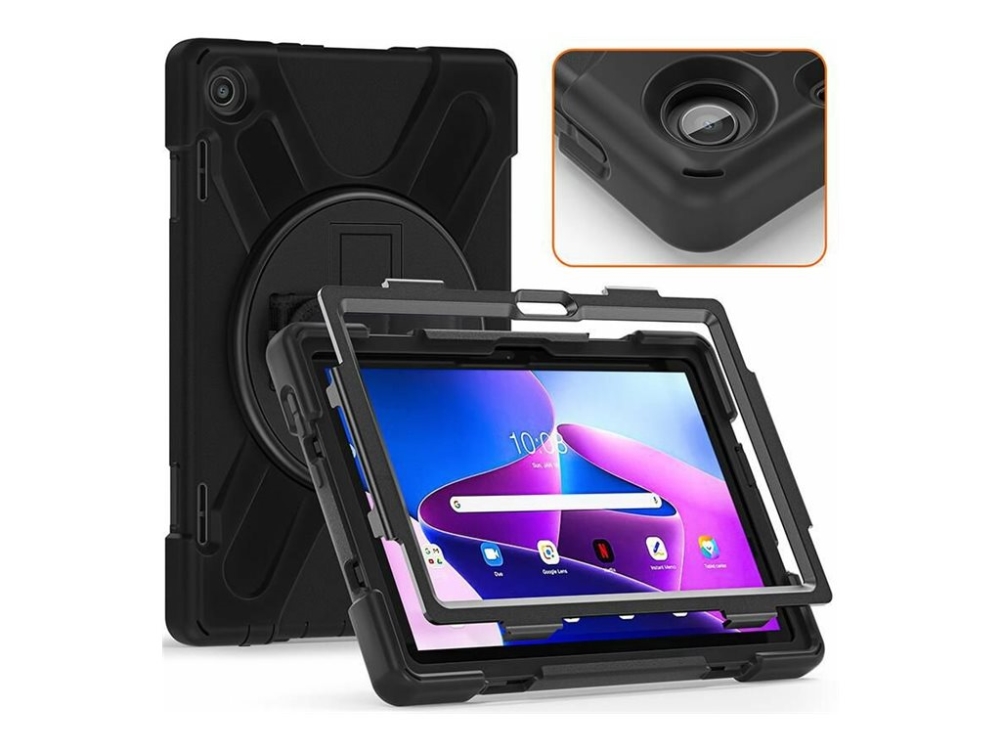 eSTUFF AUSTIN - Skydd för surfplatta - polykarbonat, silikon - svart - för Lenovo Tab M10 (3rd Gen)