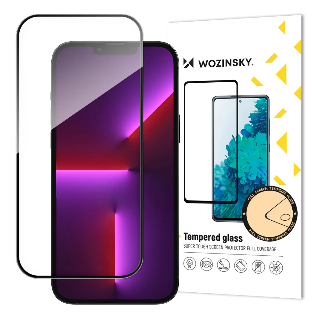 Wozinsky super hållbar Full Glue härdat glas fullskärm med ram Case Friendly iPhone 14 Pro svart