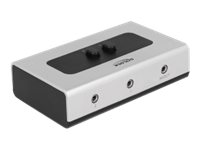 Delock Switch Stereo jack 3.5 mm 2-port manuell tvåväg – grå/svart