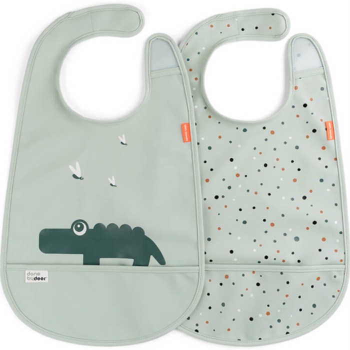 Done by Deer Bib with velcro 2-pack Croco Green