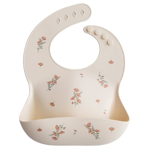 Mushie - Silicone Bib - Pink Flowers