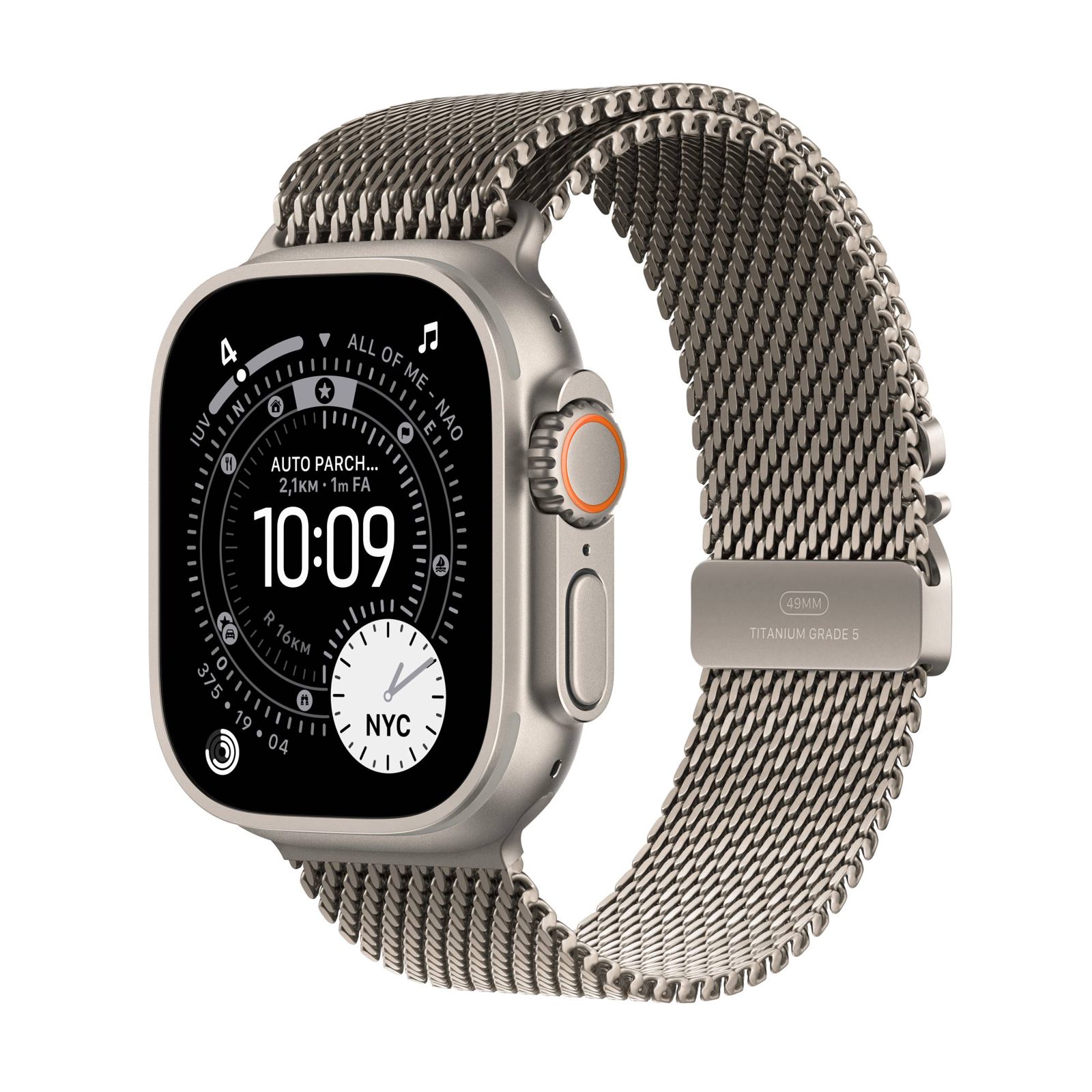 Apple Watch Ultra 3 GPS + Cell 49 mm naturlig titan, naturlig Milanesisk loop i titan - M, bild 4