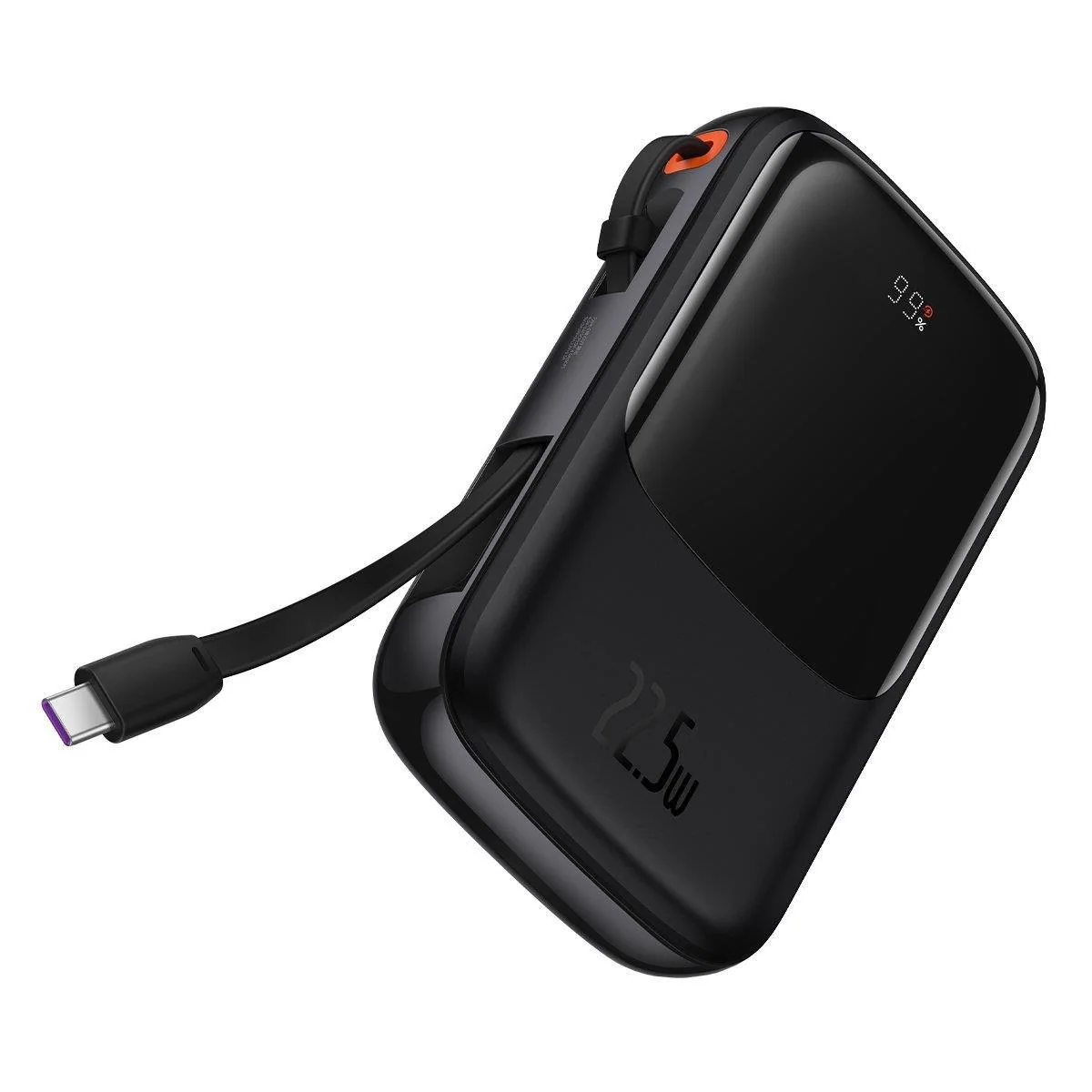 Baseus Qpow 10000mAh Powerbank med snabbladdning 22,5W QC/PD/SCP/FCP och inbyggd USB-C-kabel svart, bild 5