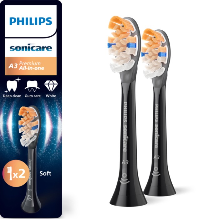 Philips Sonicare HX9092/88 All-in-One borsthuvuden, svart, 2-pack