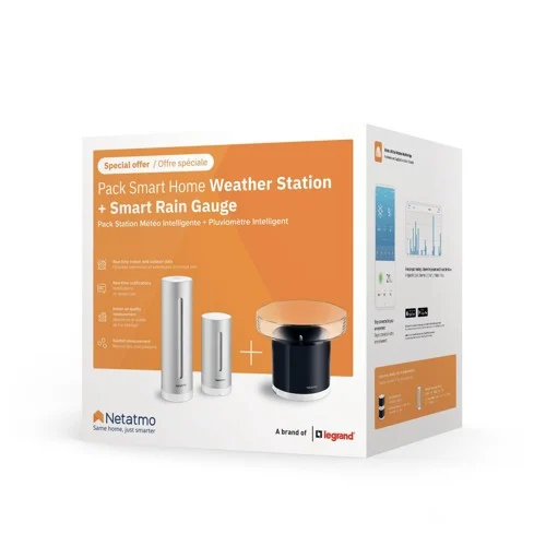 Netatmo NBU-NWS-NRG-EU Rain Pack - Väderstation - trådlös - grå aluminium